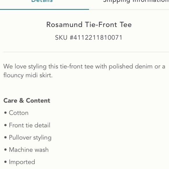 Anthropologie Rosamund Tie-Front Tee Size XS. - Picture 2 of 8